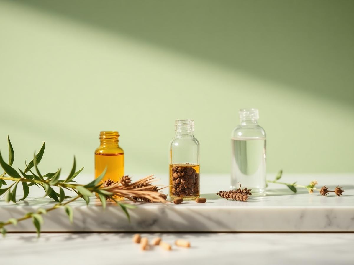 Frascos homeopáticos com ervas naturais