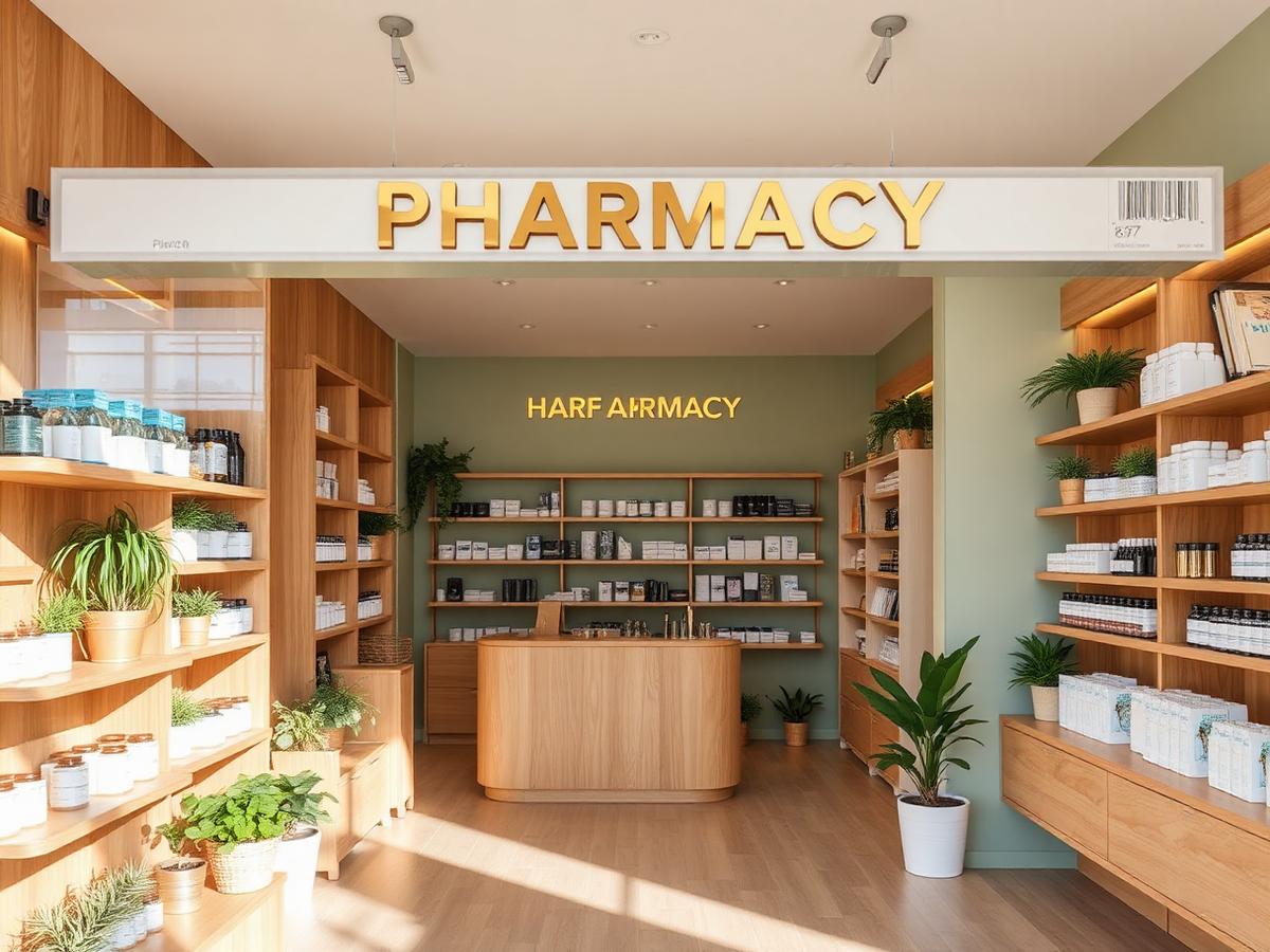 Fachada e ambiente interno da Floraispharma